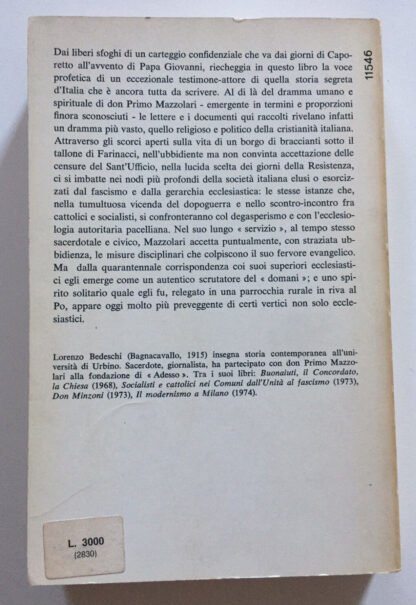 Lorenzo Bedeschi Obbedientissimo in Cristo.. lettere di Don Primo Mazzolari 1974 - immagine 2