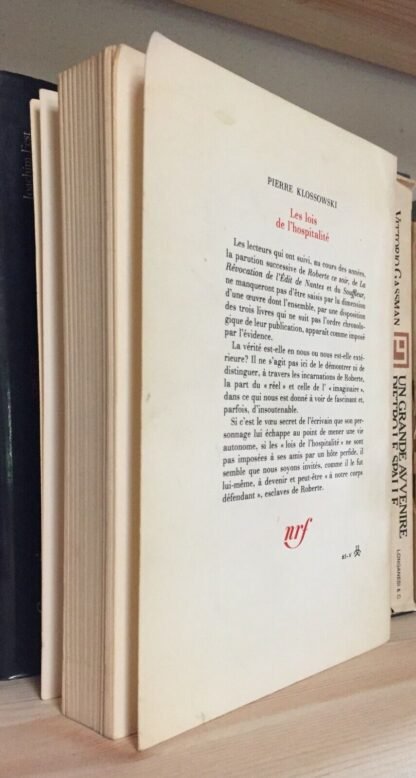 Klossowski Le lois de l'hospitalité Le Chemin Gallimard 1977 - immagine 2