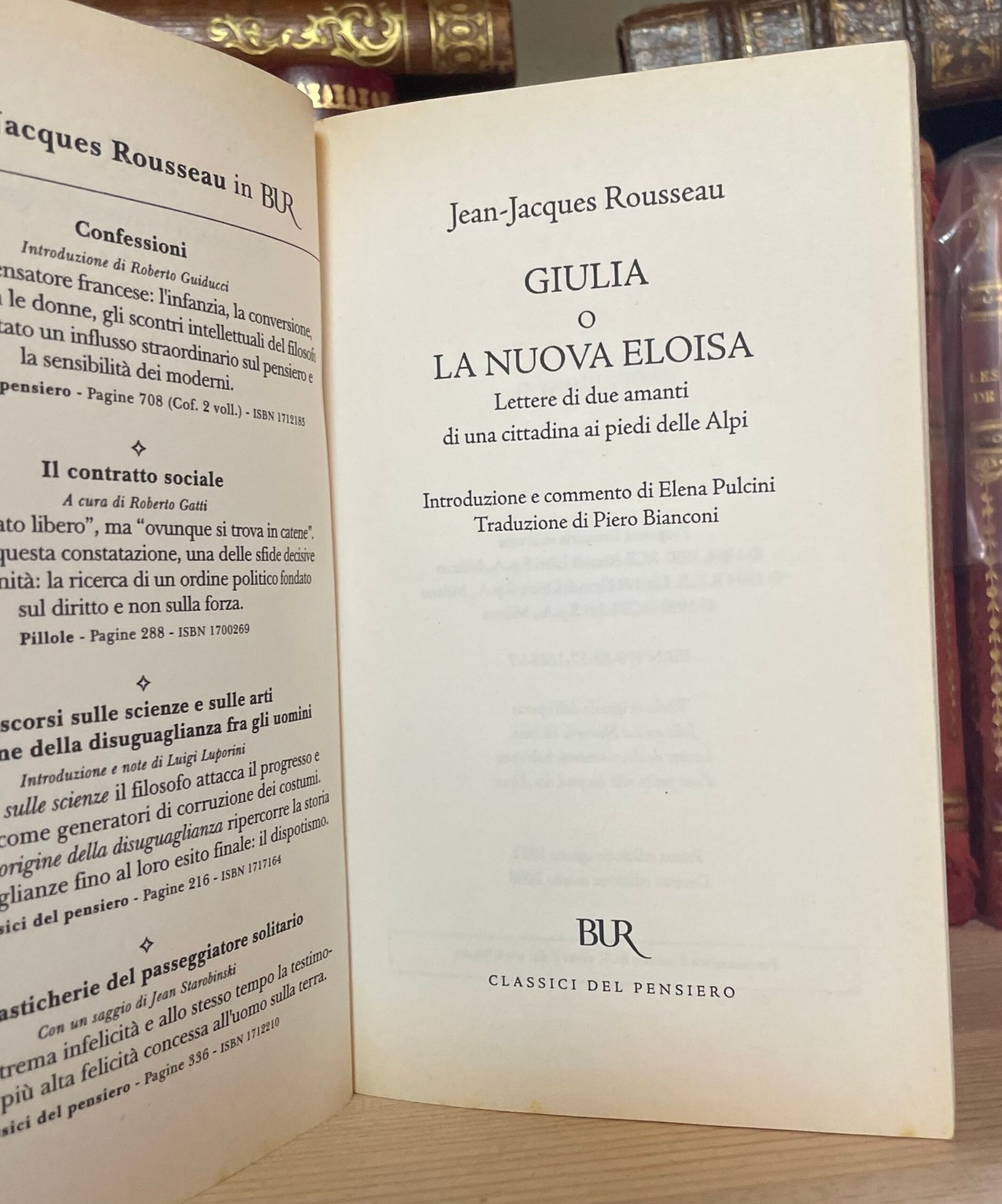 Rousseau Giulia o la nuova Eloisa Pulcini Bianconi Rizzoli BUR 2008 - immagine 2