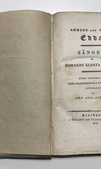 Sæmund den Vises Edda Sånger Afzelius Deleens och Granbergs Tryckerier 1818
