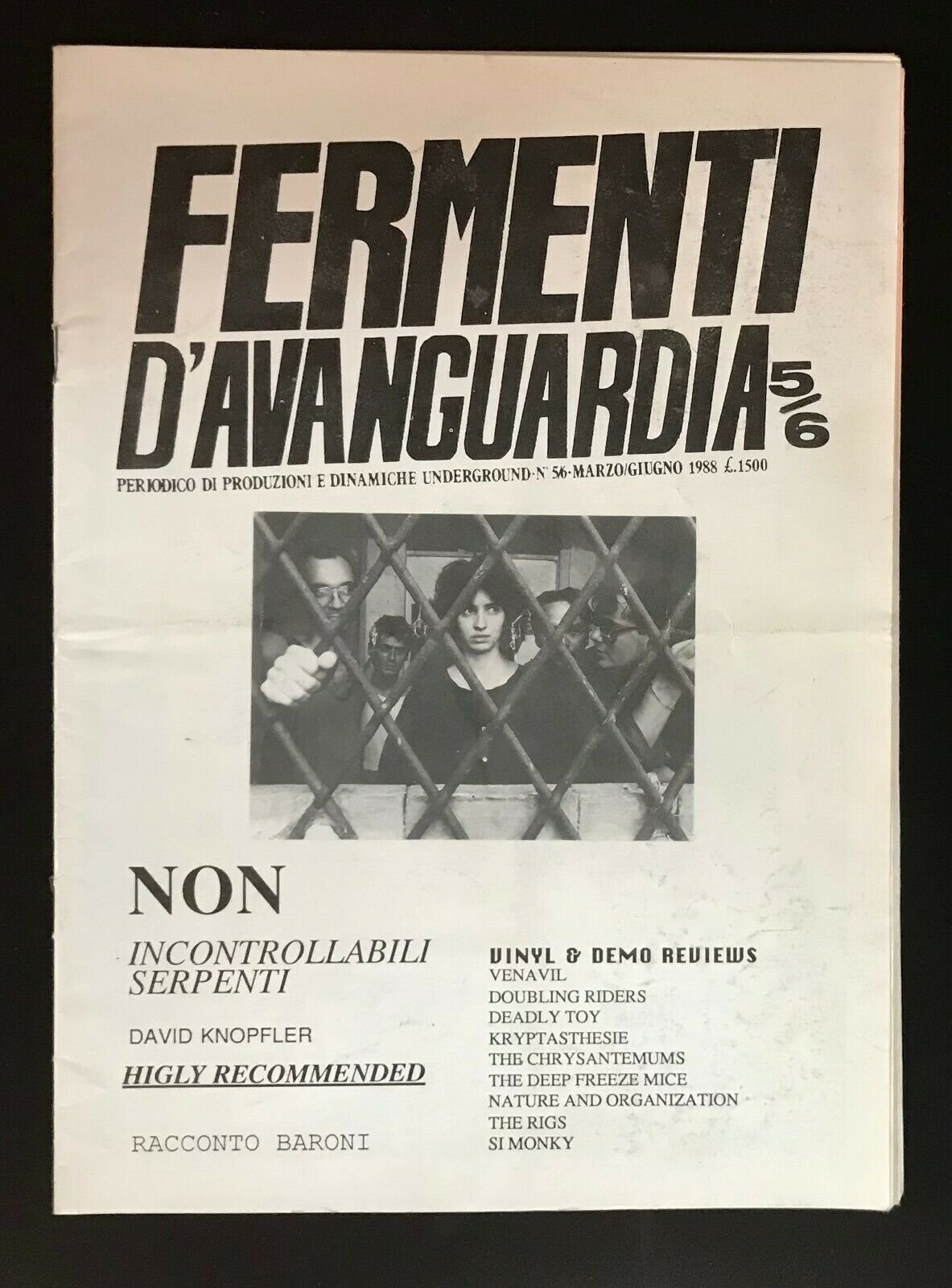 Fermenti d'Avanguardia periodico di produzioni e dinamiche underground Marzo-Giugno 1988