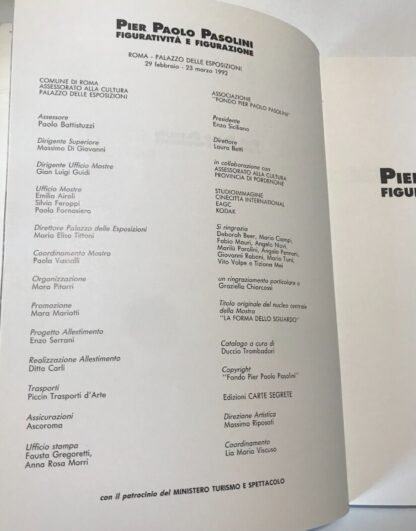 Pier Paolo Pasolini figuratività e figurazione catalogo Carte Segrete 1992 - immagine 4