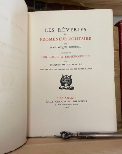Jean-Jacques Rousseau Les rêveries du promeneur solitaire Le Livre 1926 - immagine 4