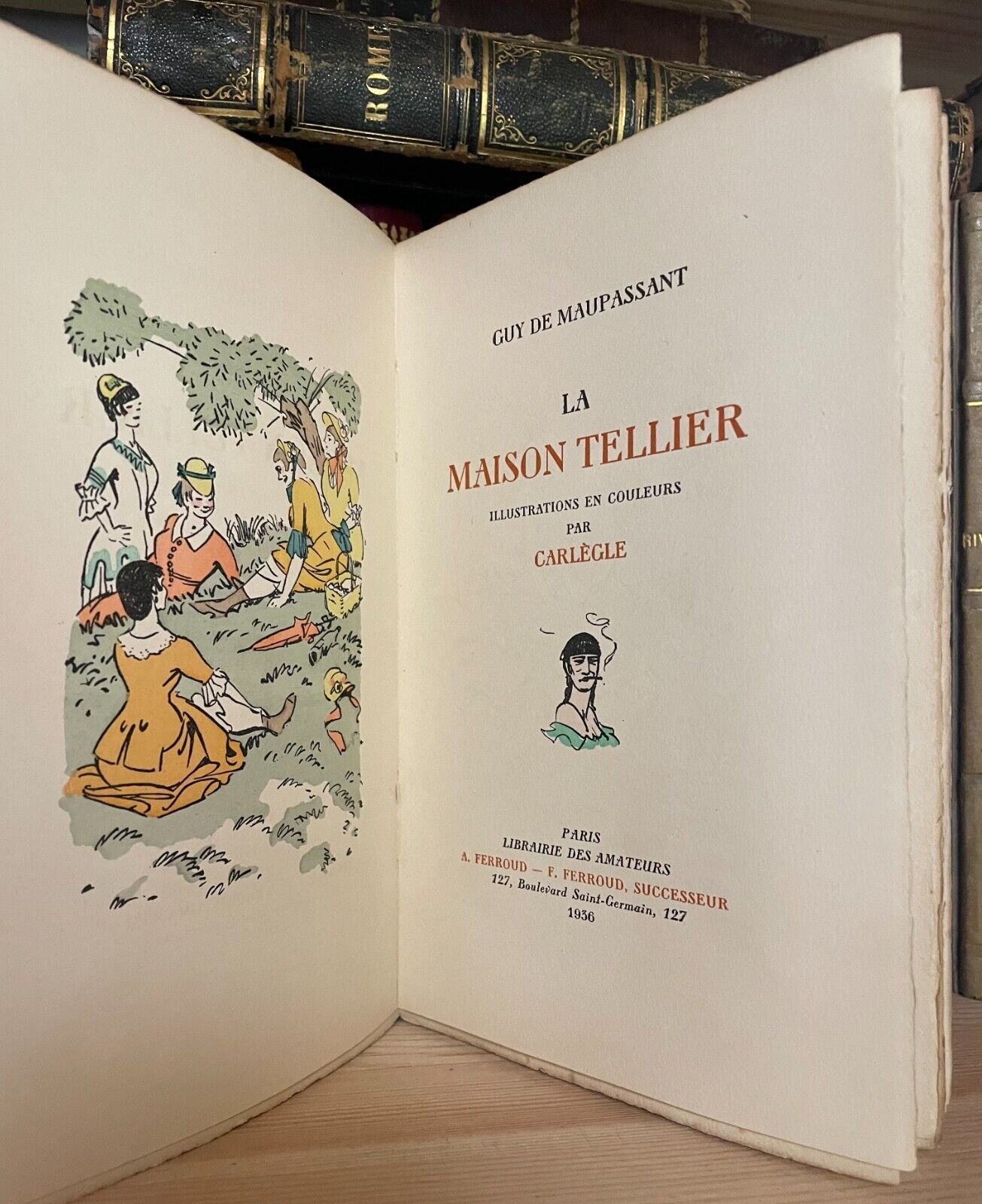 Guy De Maupassant La Maison Tellier Ferroud 1936 illustrations col par Carlègle - immagine 5