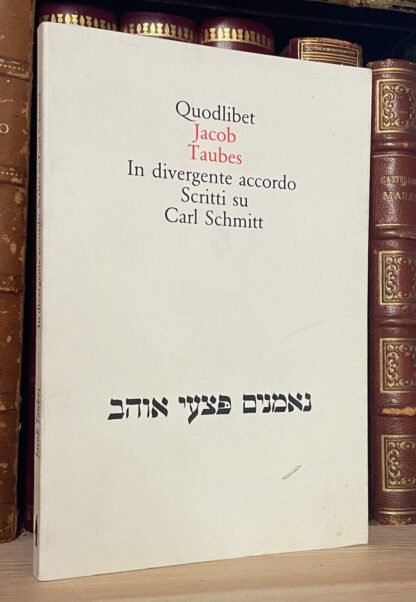 Jacob Taubes in divergente accordo scritti su Carl Schmitt Quodlibet 1996