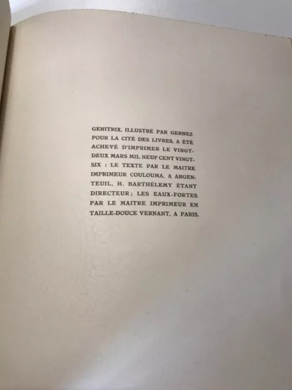 Genitrix par François Mauriac eaux-fortes de Gernez a la cité des livres 1926 - immagine 4