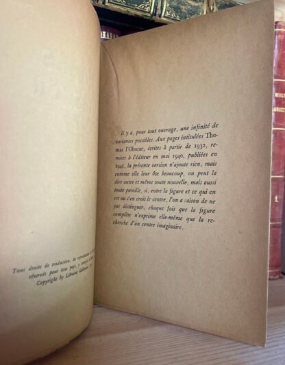 Maurice Blanchot Thomas L'Obscur Gallimard 1950 nouvelle version 4me édition - immagine 6