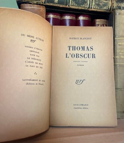 Maurice Blanchot Thomas L'Obscur Gallimard 1950 nouvelle version 4me édition - immagine 4