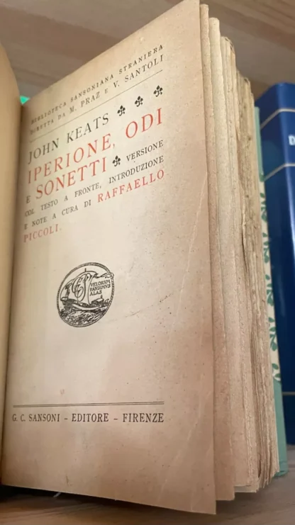 John Keats Iperione odi e sonetti testo a fronte Sansoni 1953 - immagine 3