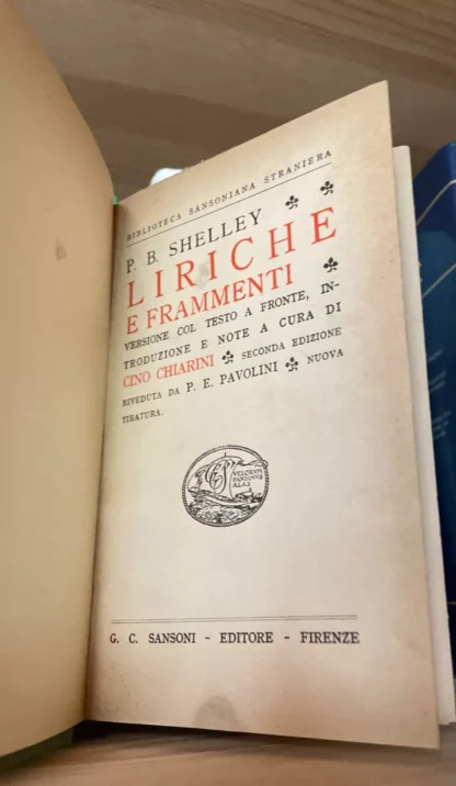 P. B. Shelley Liriche e frammenti Sansoni 1953 testo a fronte - immagine 5