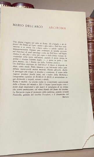 Mario Dell'Arco Arciroma 1978 edizione 111 copie numerate es. ad personam