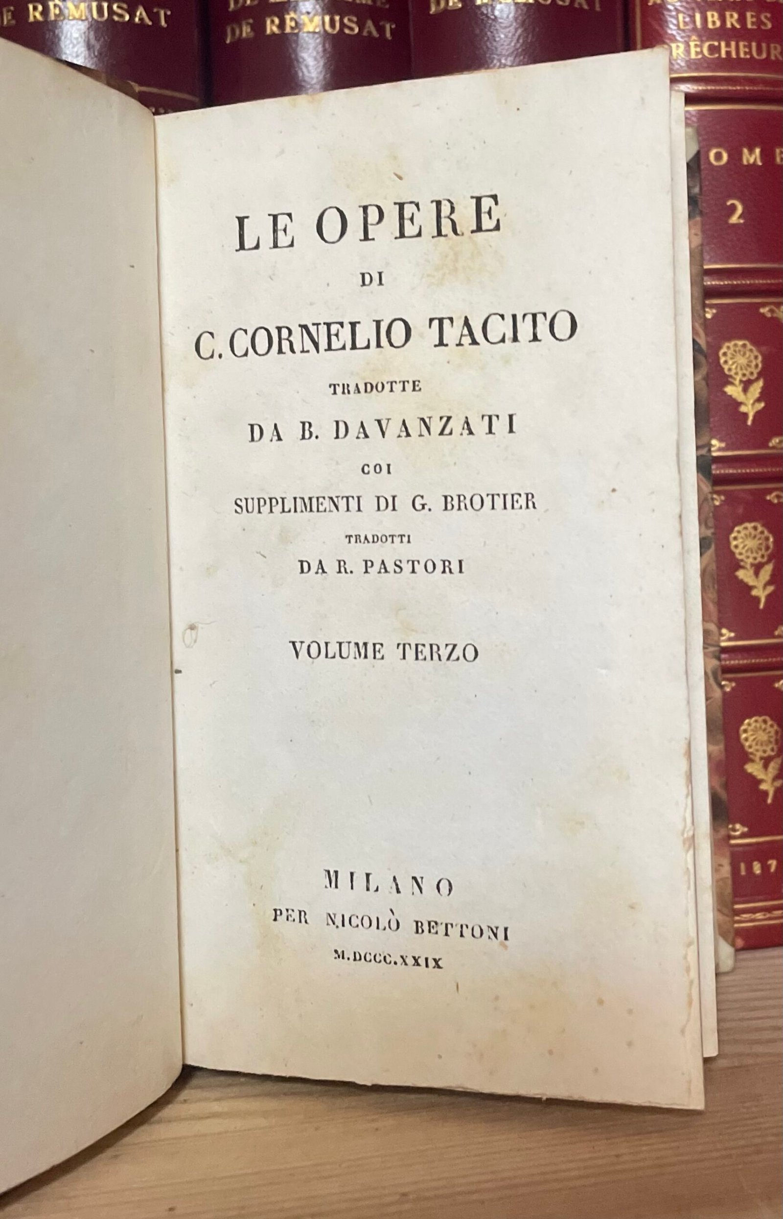 Opere di Cornelio Tacito tradotte da Davanzati coi supplementi di Brotier 1829 - immagine 11