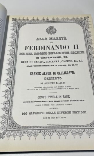 G. Palermo Grande album di calligrafia 1852 Gallo Cedrone riprod Anastatica 1985