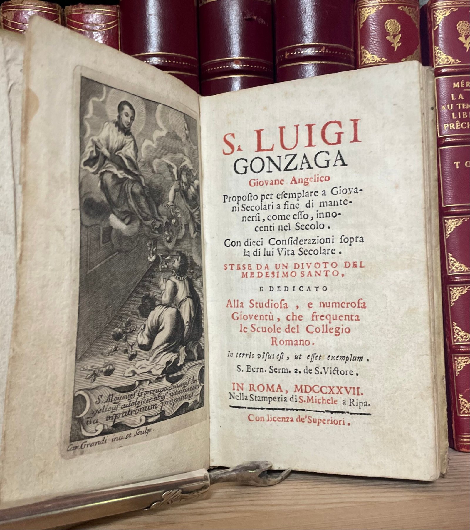 S. Luigi Gonzaga giovane angelico Nella Stamperia di S. Michele a Ripa 1727