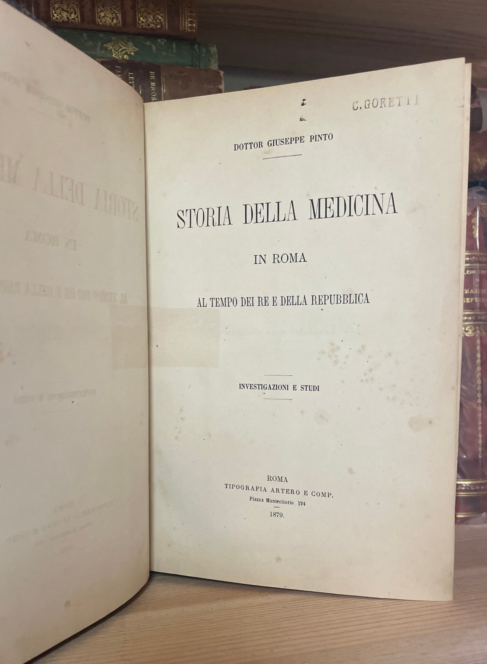 Pinto Storia della medicina in Roma al tempo dei Re e della Repubblica 1879 - immagine 3
