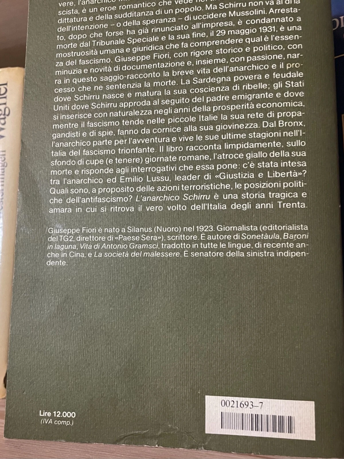 Giuseppe Fiori L'anarchico Schirru Mondadori 1983 - immagine 3