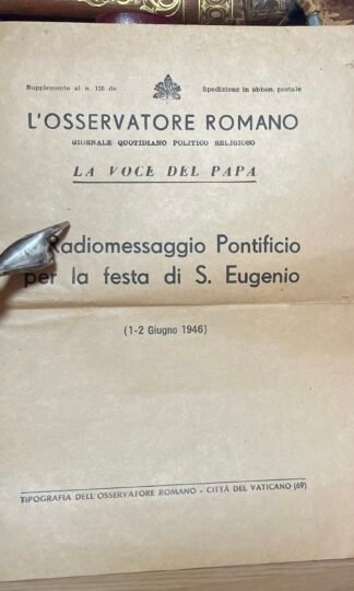 La Voce del papa Radiomessaggio Pontificio per la festa di S. Eugenio Giugno 46