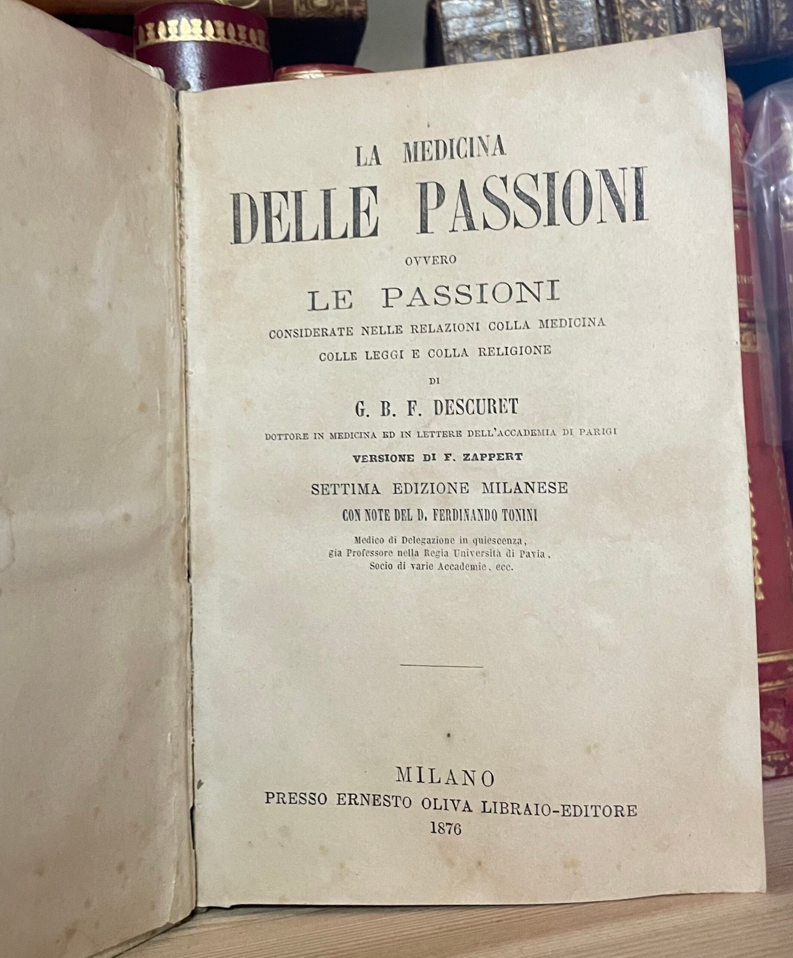 Descuret La Medicina delle passioni settima ed. milanese Ernesto Oliva 1876 - immagine 5