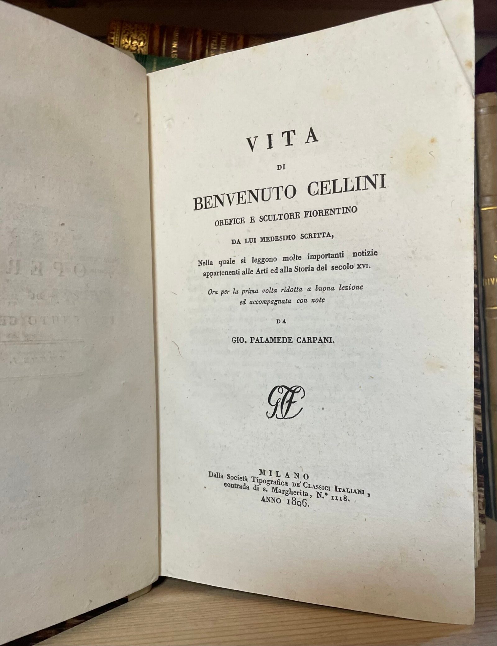 Vita di Benvenuto Cellini Società Tipografica de' Classici Italiani 1806-1811 - immagine 9