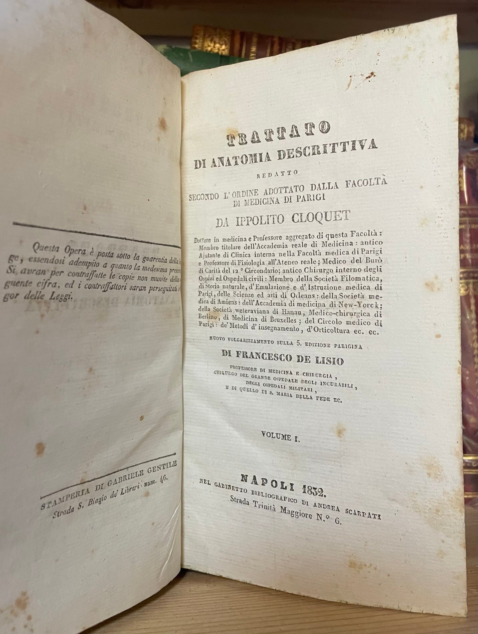 Cloquet Trattato di anatomia descrittiva Andrea Scarpati 1832 4 parti in 2 voll. - immagine 7